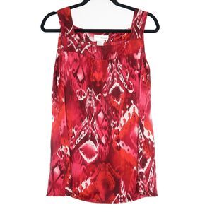 Spiegel 100% Silk‎ Tank Size 10 Magenta Pink Watercolor Tribal Print
